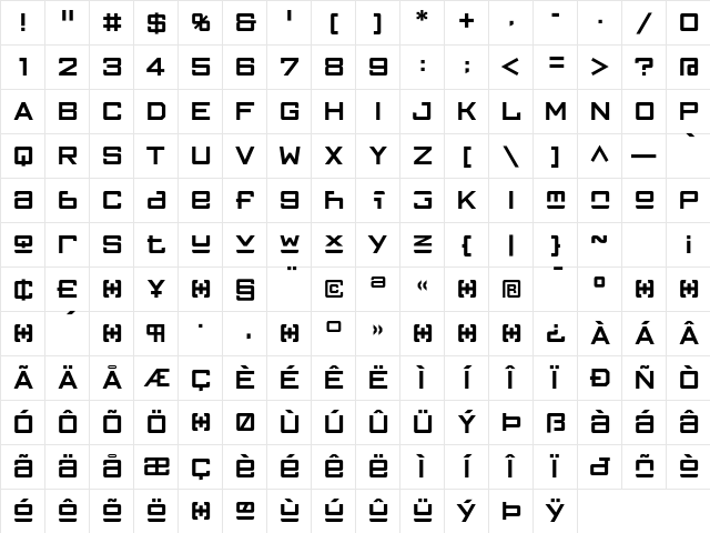 FFGothic TwoOne Character Map FFGothic TwoOne Character Map