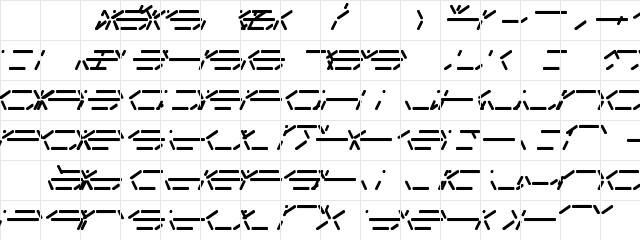 Fifteen Segment Rush Mono LDR Regular Character Map