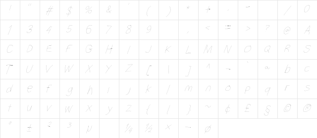 Filament Serie One Character Map