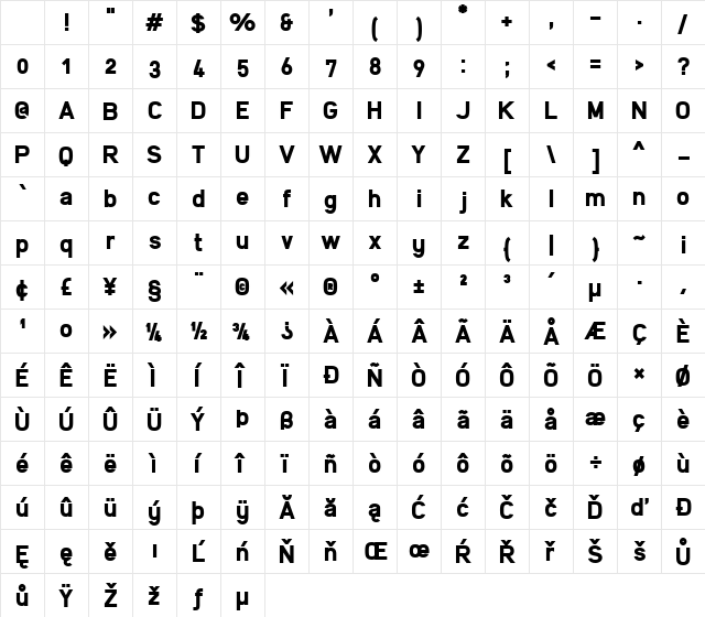 Filetto Bold Character Map Filetto Bold Character Map