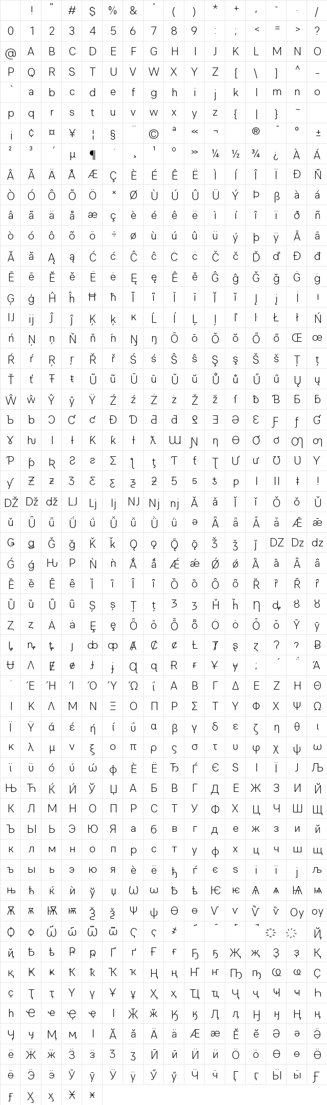 Finder Light Regular Character Map Finder Light Regular Character Map