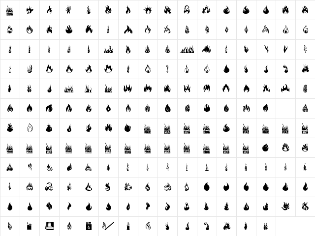 Fire Regular Character Map
