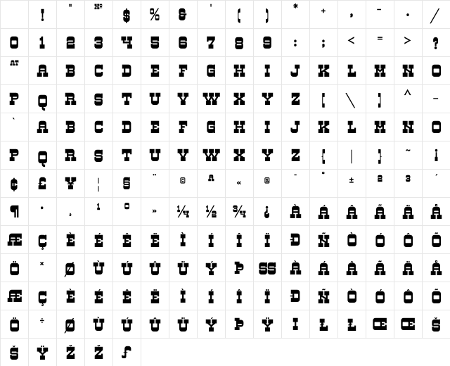 Firebox Regular Character Map