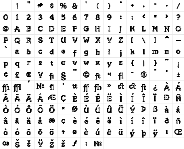 Merkin Goo Regular Character Map Merkin Goo Regular Character Map