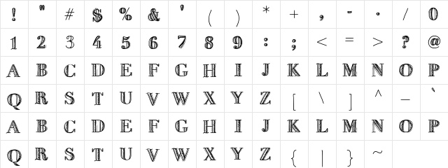 FiveDollar Medium Character Map