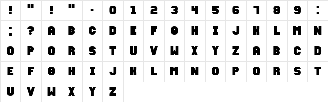 Fixation Bold Character Map
