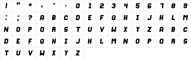 Fixation Italic Character Map