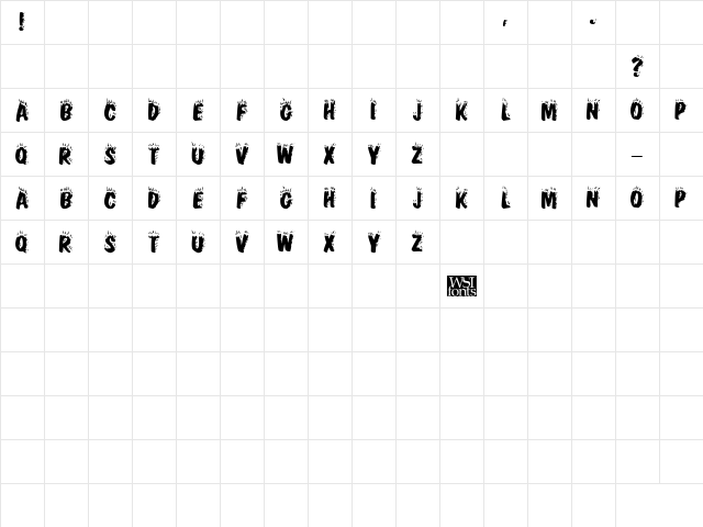 FlamingDisplayCaps Regular Character Map
