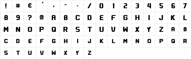 Flatwheat Upright Character Map