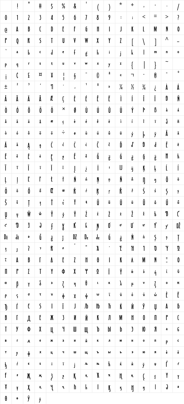 Fledgling SemiBold Character Map Fledgling SemiBold Character Map