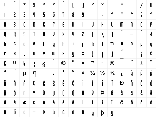 Flintstone Normal Character Map