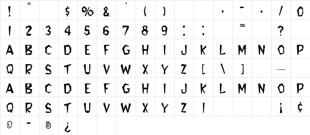 FlintStone Regular Character Map FlintStone Regular Character Map