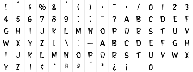 Flintstone Regular Character Map