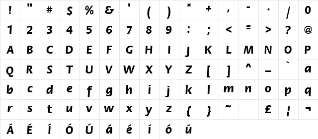 Flora Bold Character Map