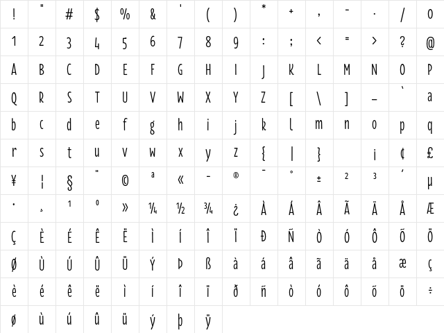 Florence Regular Character Map