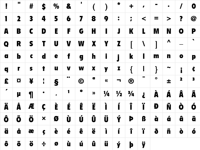 Flyer Black Condensed Character Map Flyer Black Condensed Character Map