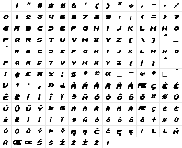 Flynn Bold Italic Character Map Flynn Bold Italic Character Map