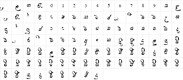 FN SELLIYA Regular Character Map
