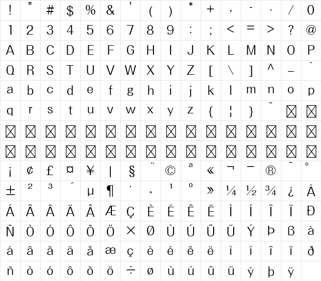 A-OTF Folk Pro R Character Map