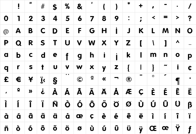 Folks Bold Character Map Folks Bold Character Map