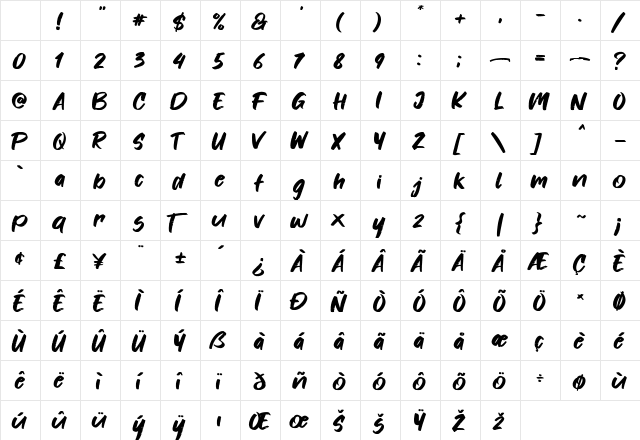 Fonters Regular Character Map Fonters Regular Character Map
