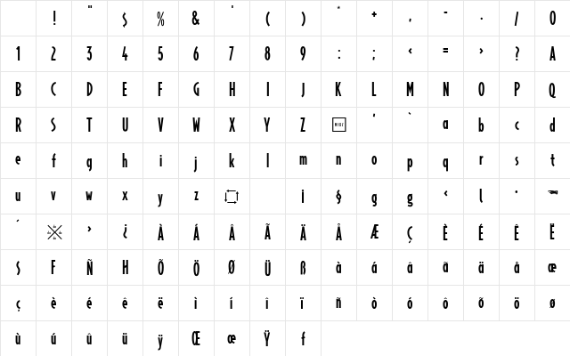 MerzRegular Normal Character Map MerzRegular Normal Character Map