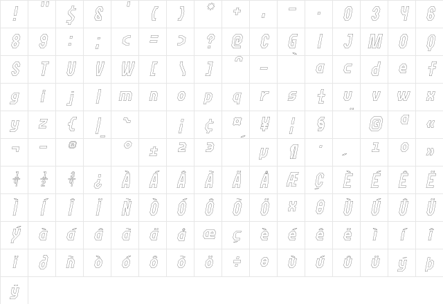 Fortzilla Light Italic Character Map Fortzilla Light Italic Character Map