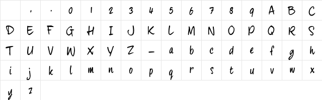 fourHand_TRIAL regular Character Map fourHand_TRIAL regular Character Map