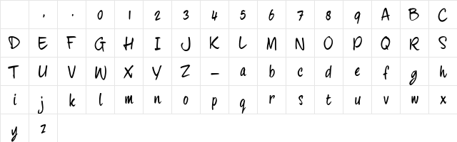 fourHand_TRIAL regular Character Map fourHand_TRIAL regular Character Map