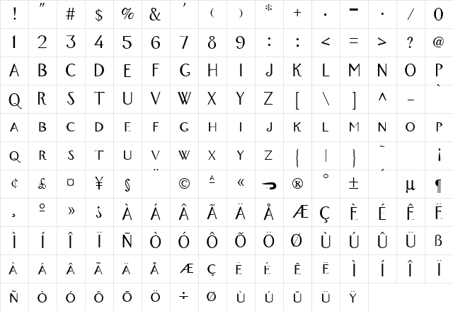 FoxTrotMedium Regular Character Map