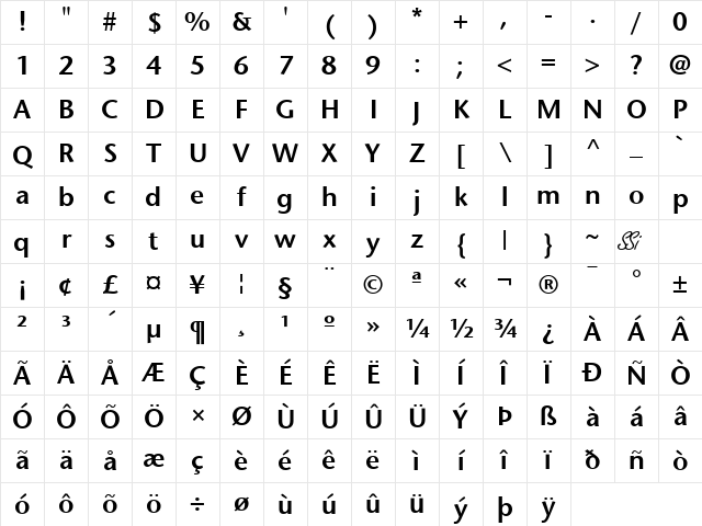 Mesouran Sans SSi Semi Bold Character Map