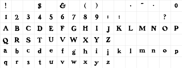 FrankenFont Regular Character Map