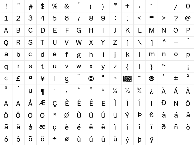 Frankfurt Regular Character Map