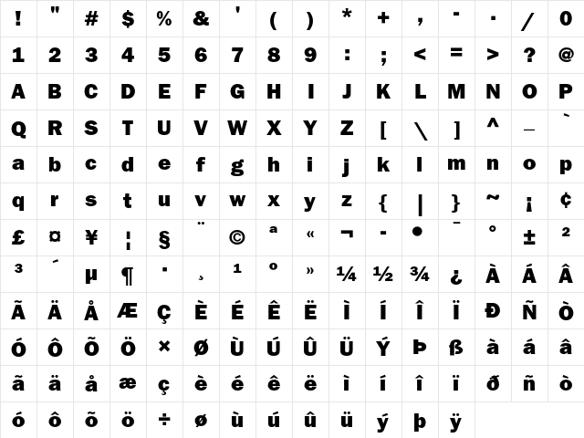 ITC Franklin Gothic Heavy Character Map