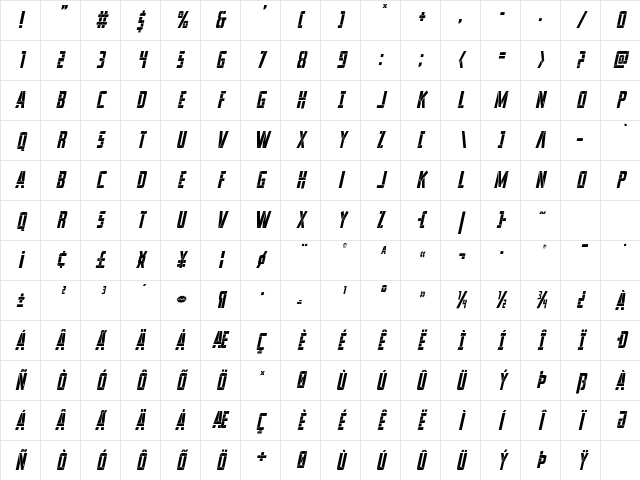 Frank-n-Plank Condensed Italic Condensed Italic Character Map Frank-n-Plank Condensed Italic Condensed Italic Character Map