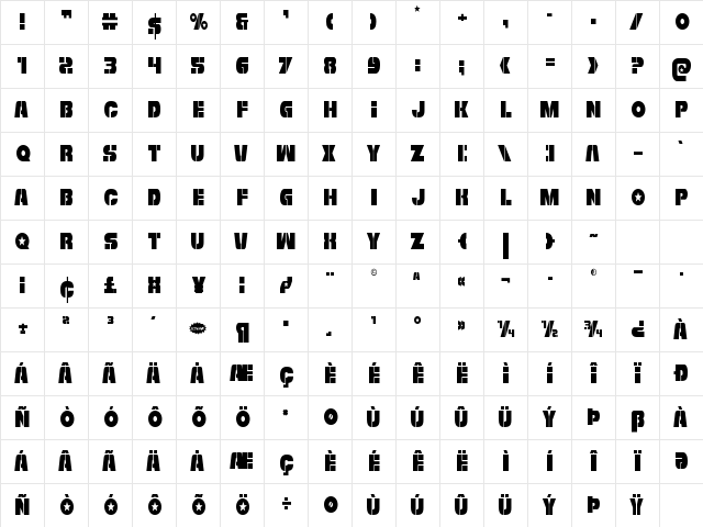 Freedom Fighter Condensed Condensed Character Map