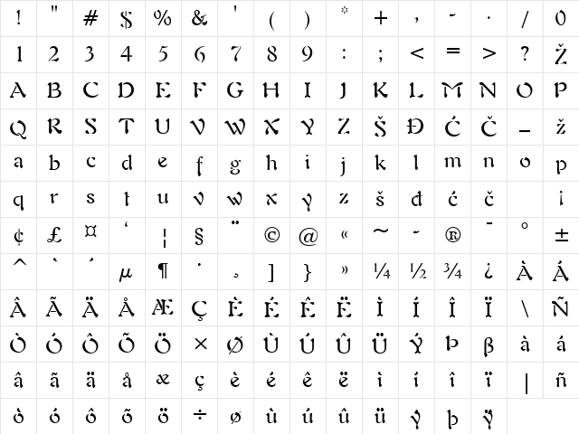 Freeform721 Regular Character Map Freeform721 Regular Character Map