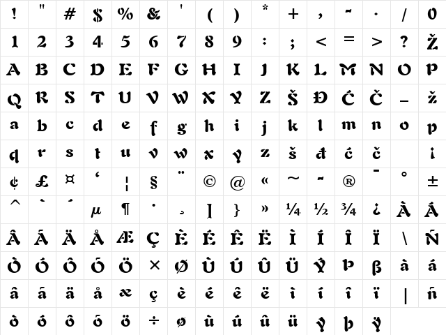Freeform721Black Regular Character Map Freeform721Black Regular Character Map