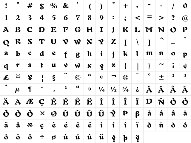 Freeform 721 Black Character Map