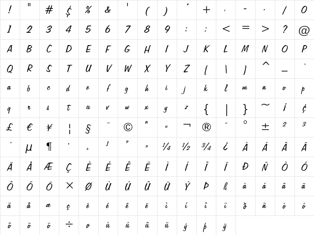 Freehand 575 Regular Character Map