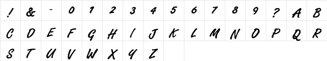 Freehandy Regular Character Map