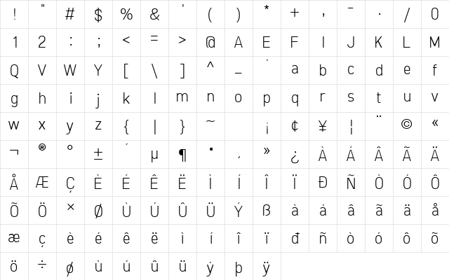 Freeroad Light Regular Character Map Freeroad Light Regular Character Map