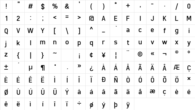 Freeroad Regular Character Map