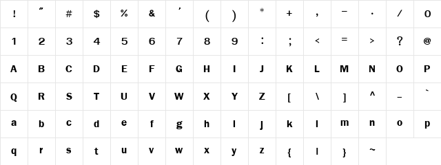 FreesiaUPC Bold Character Map
