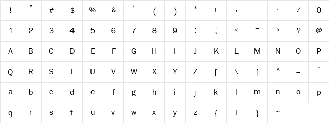 FreesiaUPC Regular Character Map