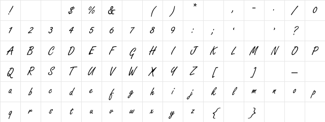 FreestyleScript Regular Character Map