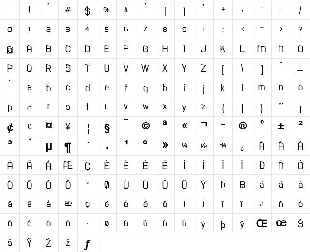 Frie Bold Character Map Frie Bold Character Map
