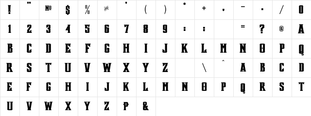 Mestizo Font Normal Character Map