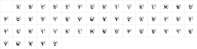 KR Wedding Bells Regular Character Map KR Wedding Bells Regular Character Map