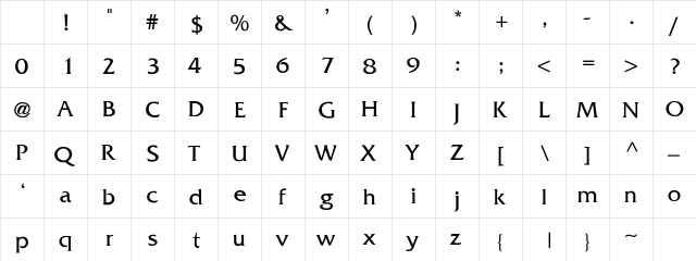FrizQuadrata Thin Character Map FrizQuadrata Thin Character Map